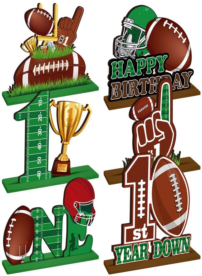 Quzzil 6 Pcs Football First Year Down Birthday Party Decorations Table Centerpiece Decoration Wooden Table Toppers for Football Birthday Party Game - Image 1